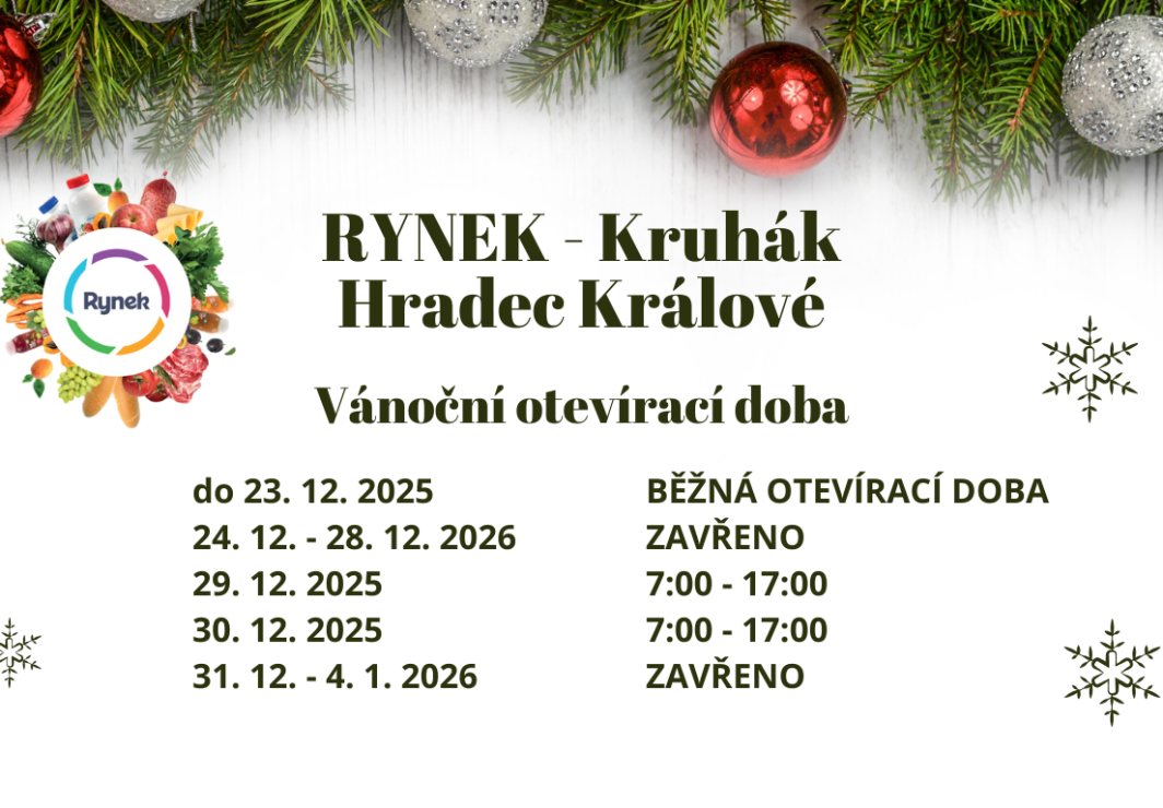 Vánoční otevírací doba RYNEK Kruhák Hradec Králové
